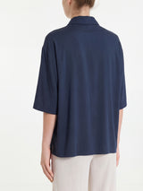 Voile Stretch Blau Damen 3/4-Arm Shirt - Ragno