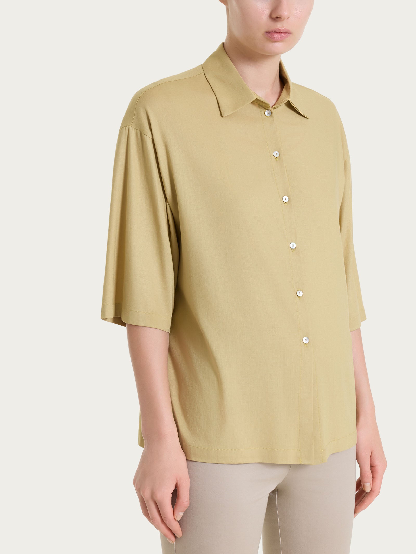 Camicia con manica 3/4 in Voile Stretch Verdi Donna - Ragno