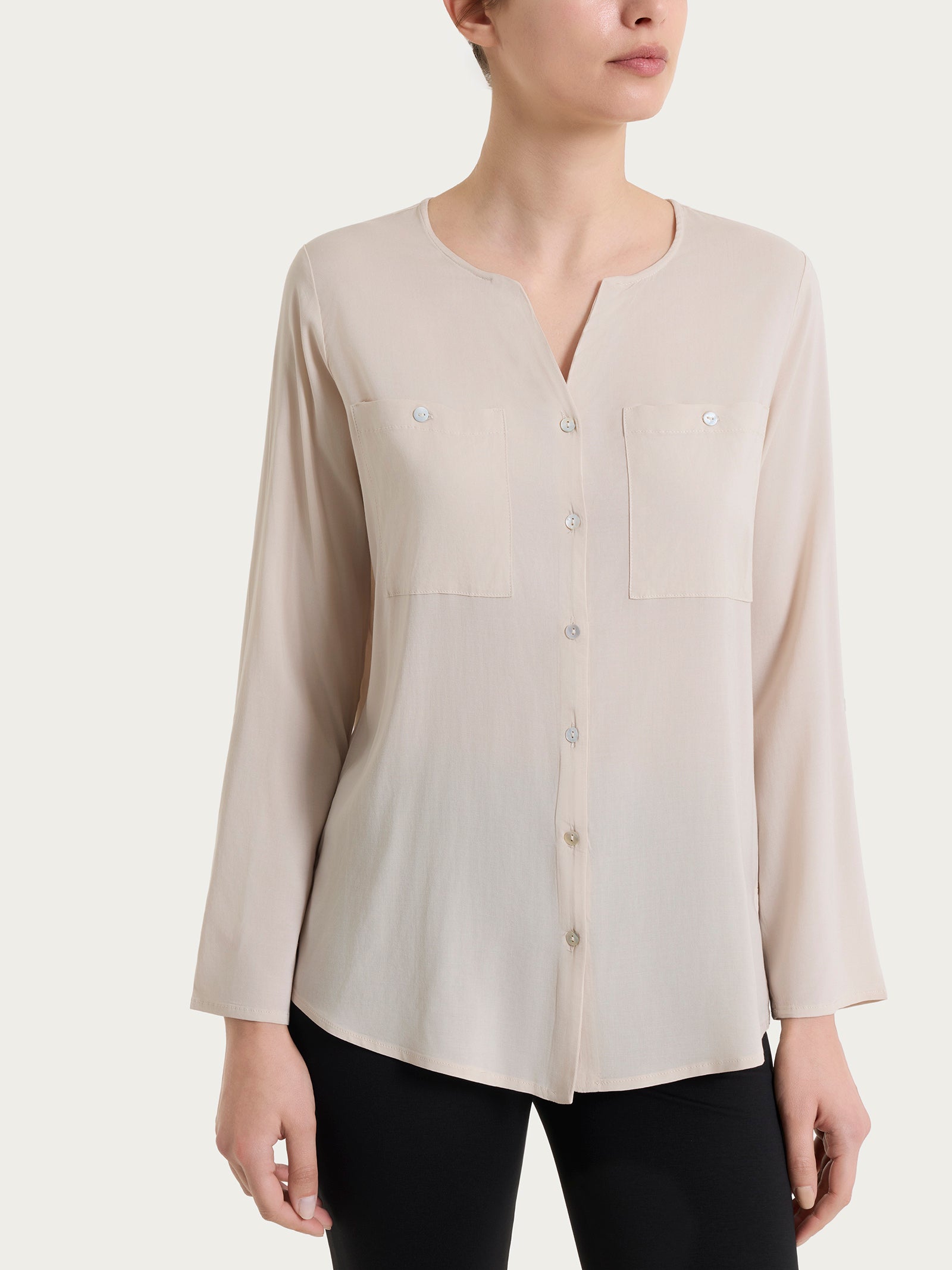 Camicia con manica risvoltabile in Voile Stretch Bianchi Donna - Ragno
