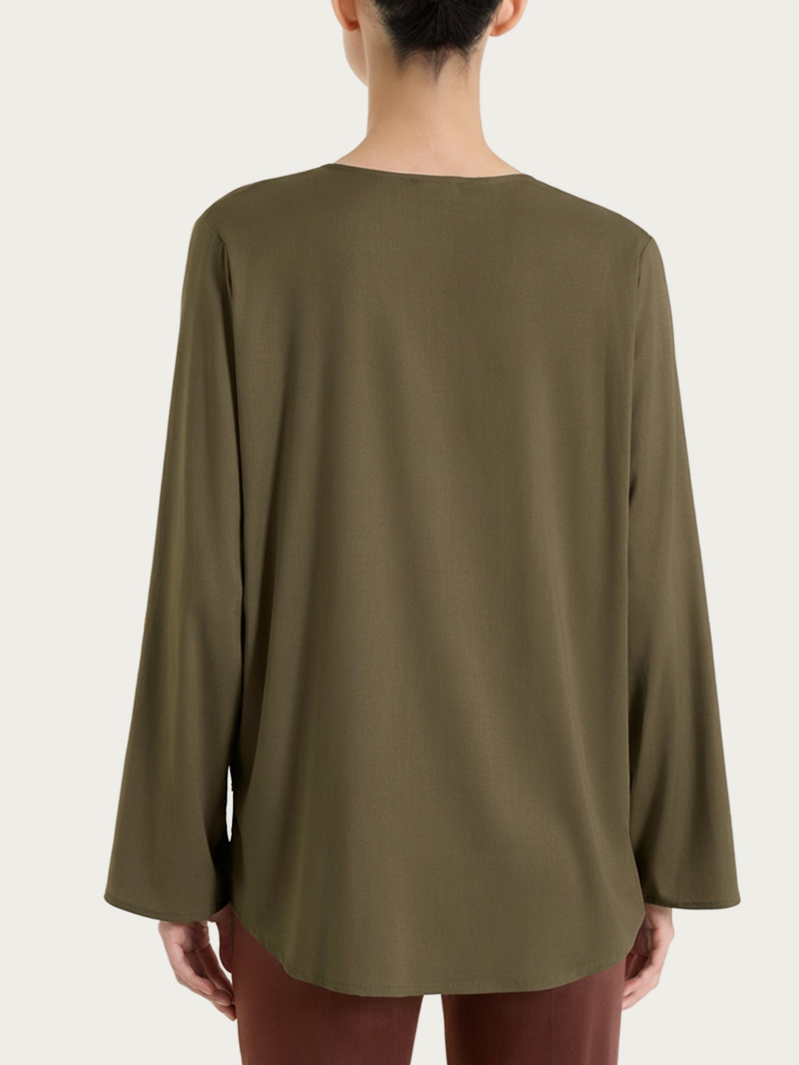 Camicia con manica risvoltabile in Voile Stretch Verdi Donna - Ragno