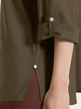 Camicia con manica risvoltabile in Voile Stretch Verdi Donna - Ragno