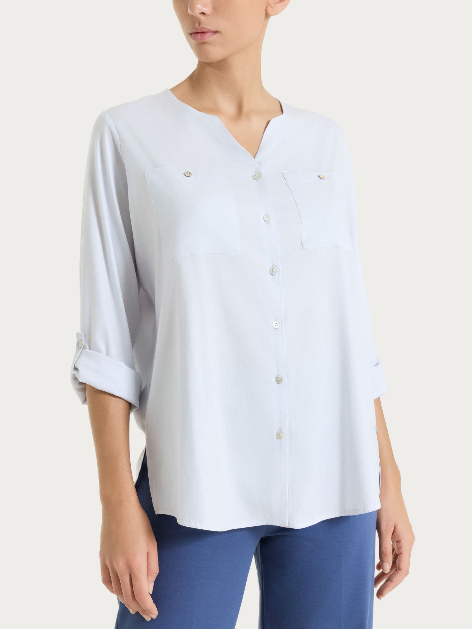 Camicia con manica risvoltabile in Voile Stretch Rosa Donna - Ragno