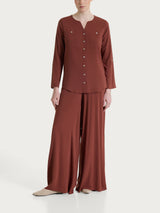 Camicia con manica risvoltabile in Voile Stretch Marroni Donna - Ragno