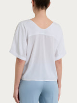 Blusa con manica kimono in Voile Stretch Bianchi Donna - Ragno