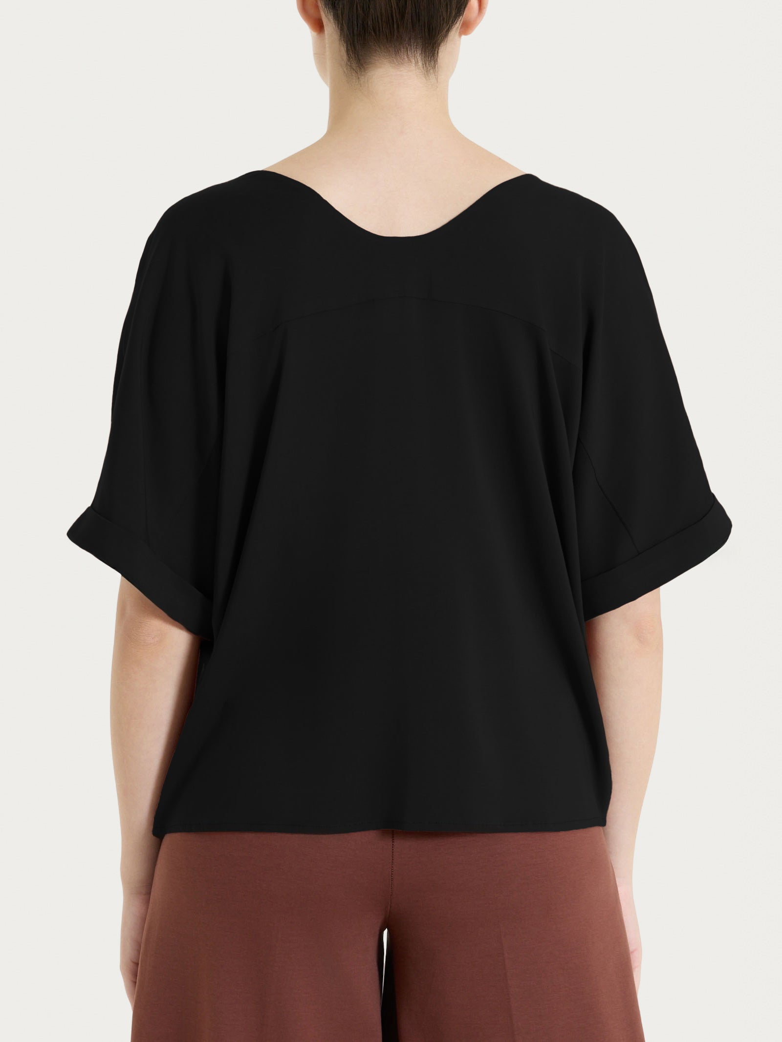 Blusa con manica kimono in Voile Stretch Neri Donna - Ragno