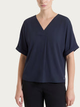 Blue Women's Voile Stretch Kimono Sleeve Blouse - Ragno