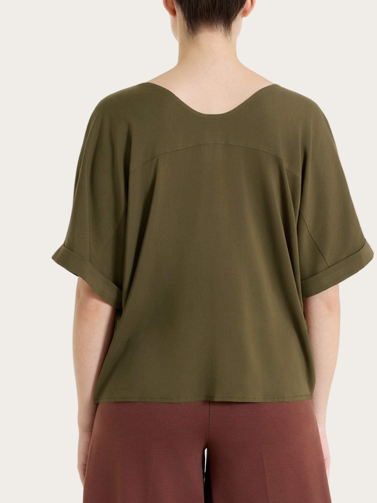 Blusa con manica kimono in Voile Stretch Verdi Donna - Ragno