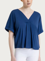 Blusa de manga kimono para mujer Azul elástico - Ragno