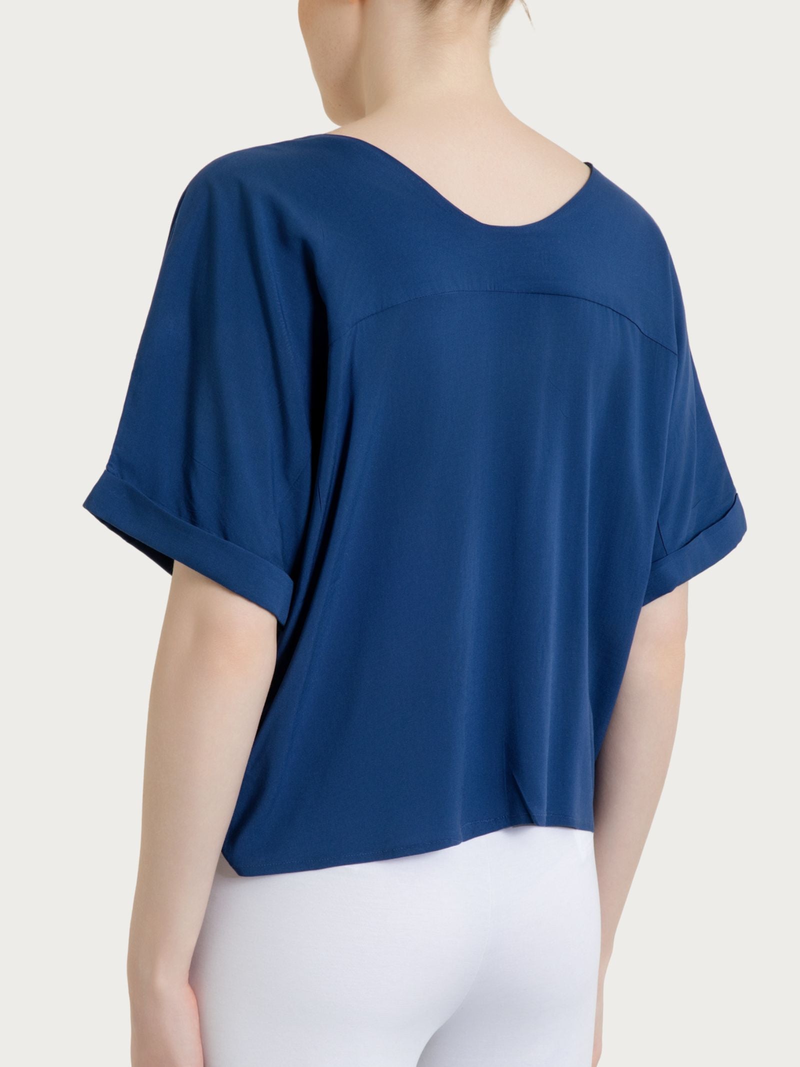 Blue Women's Voile Stretch Kimono Sleeve Blouse - Ragno