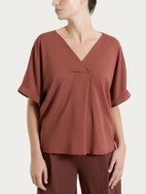 Blusa con manica kimono in Voile Stretch Marroni Donna - Ragno