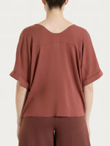 Blusa con manica kimono in Voile Stretch Marroni Donna - Ragno