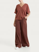 Blusa con manica kimono in Voile Stretch Marroni Donna - Ragno