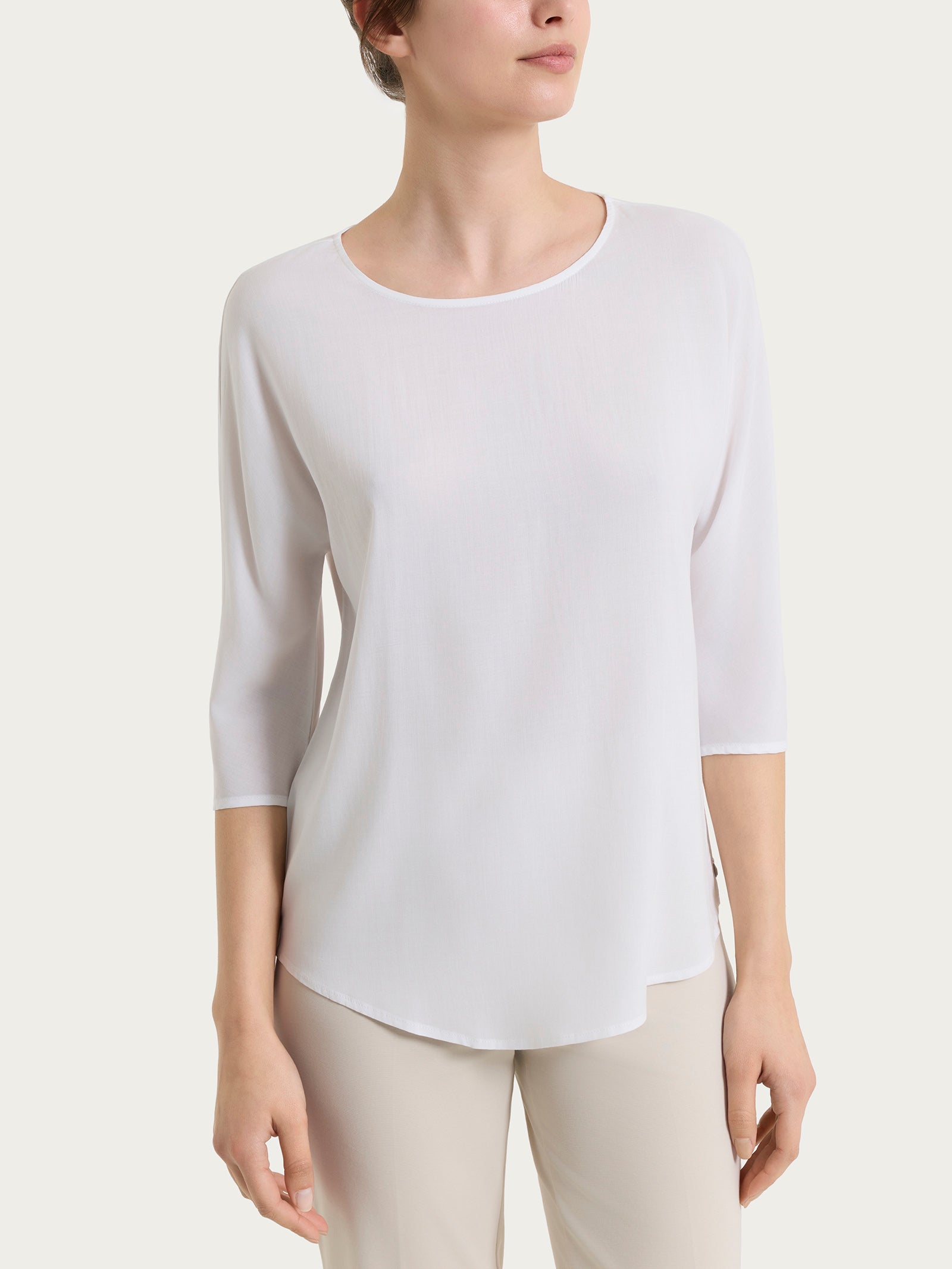Blusa con manica 3/4 in Voile Stretch Bianchi Donna - Ragno