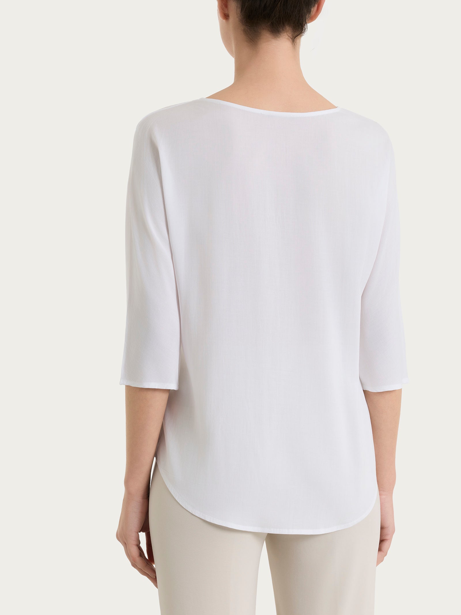 Blusa con manica 3/4 in Voile Stretch Bianchi Donna - Ragno