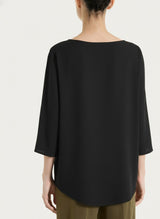 Blusa con manica 3/4 in Voile Stretch Neri Donna - Ragno