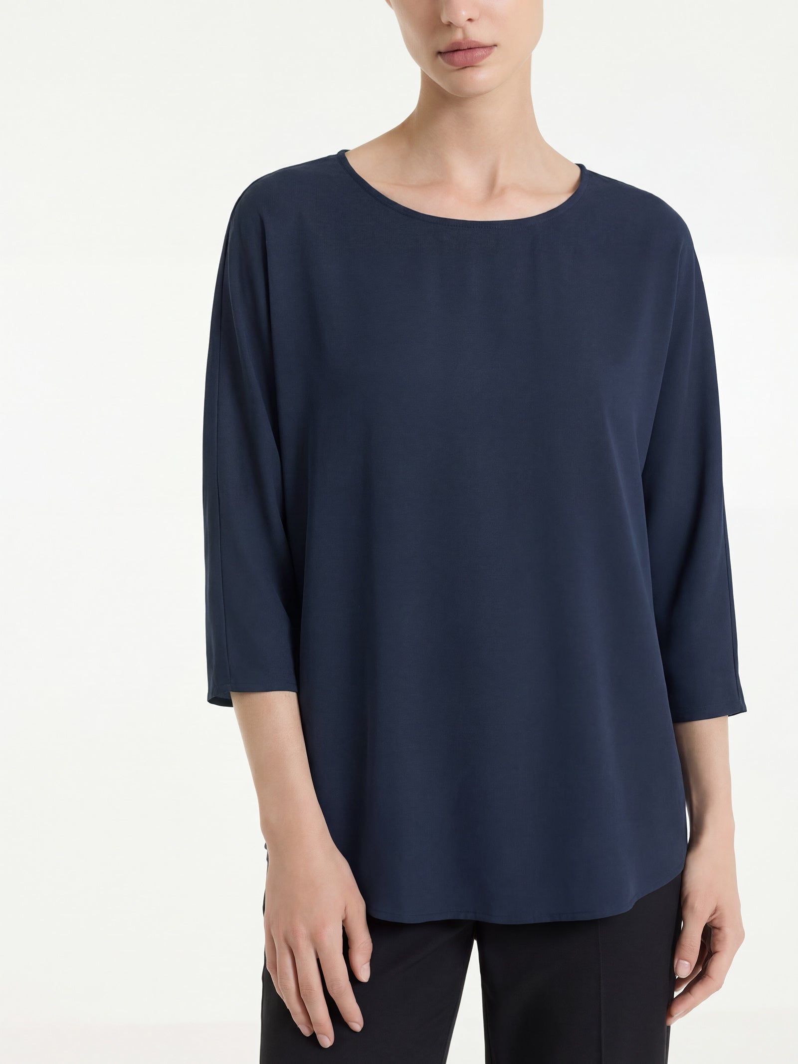Blusa con manica 3/4 in Voile Stretch Blu Donna - Ragno