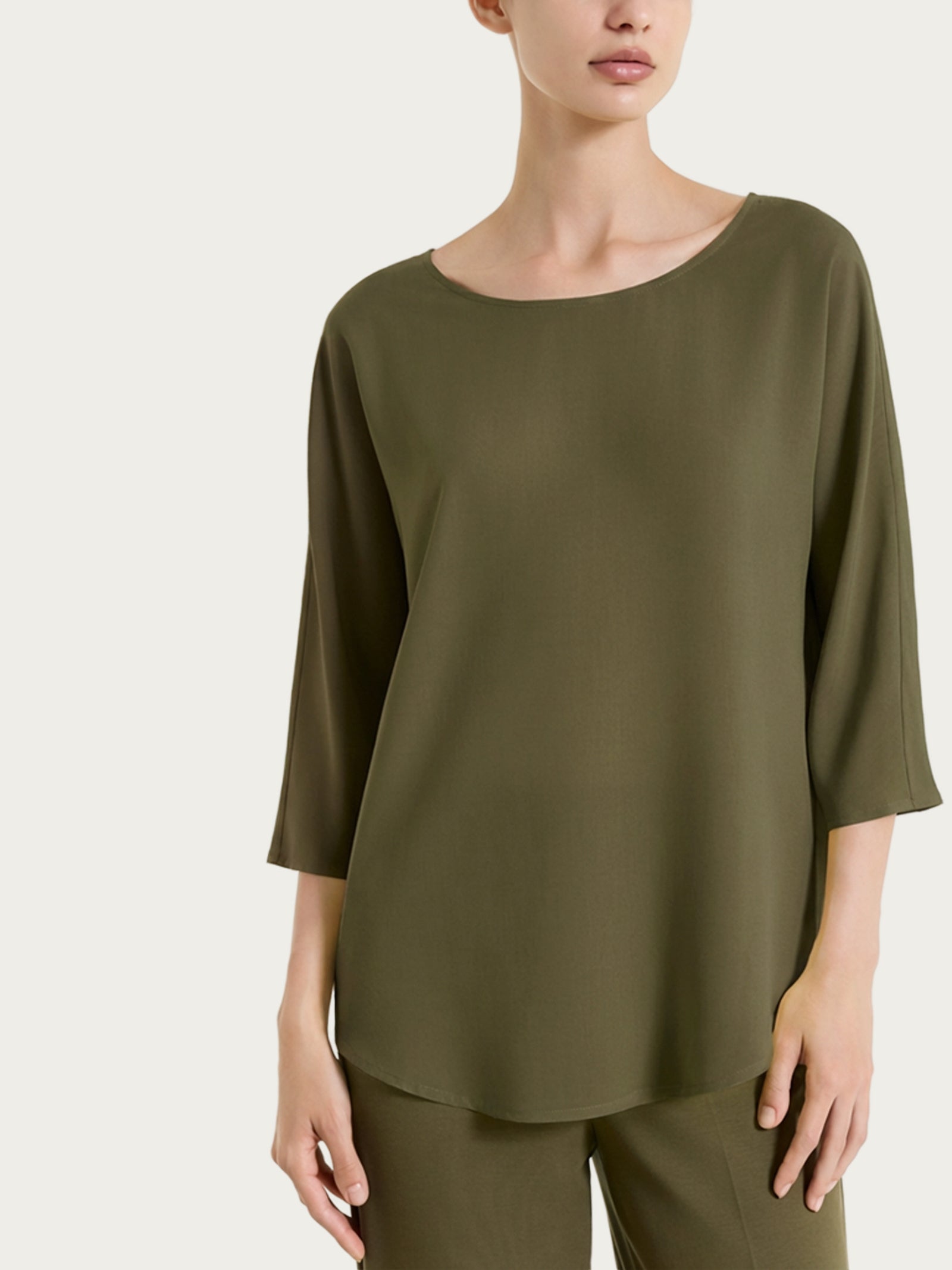 Blusa con manica 3/4 in Voile Stretch Verdi Donna - Ragno