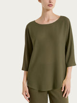 Blusa con manica 3/4 in Voile Stretch Verdi Donna - Ragno
