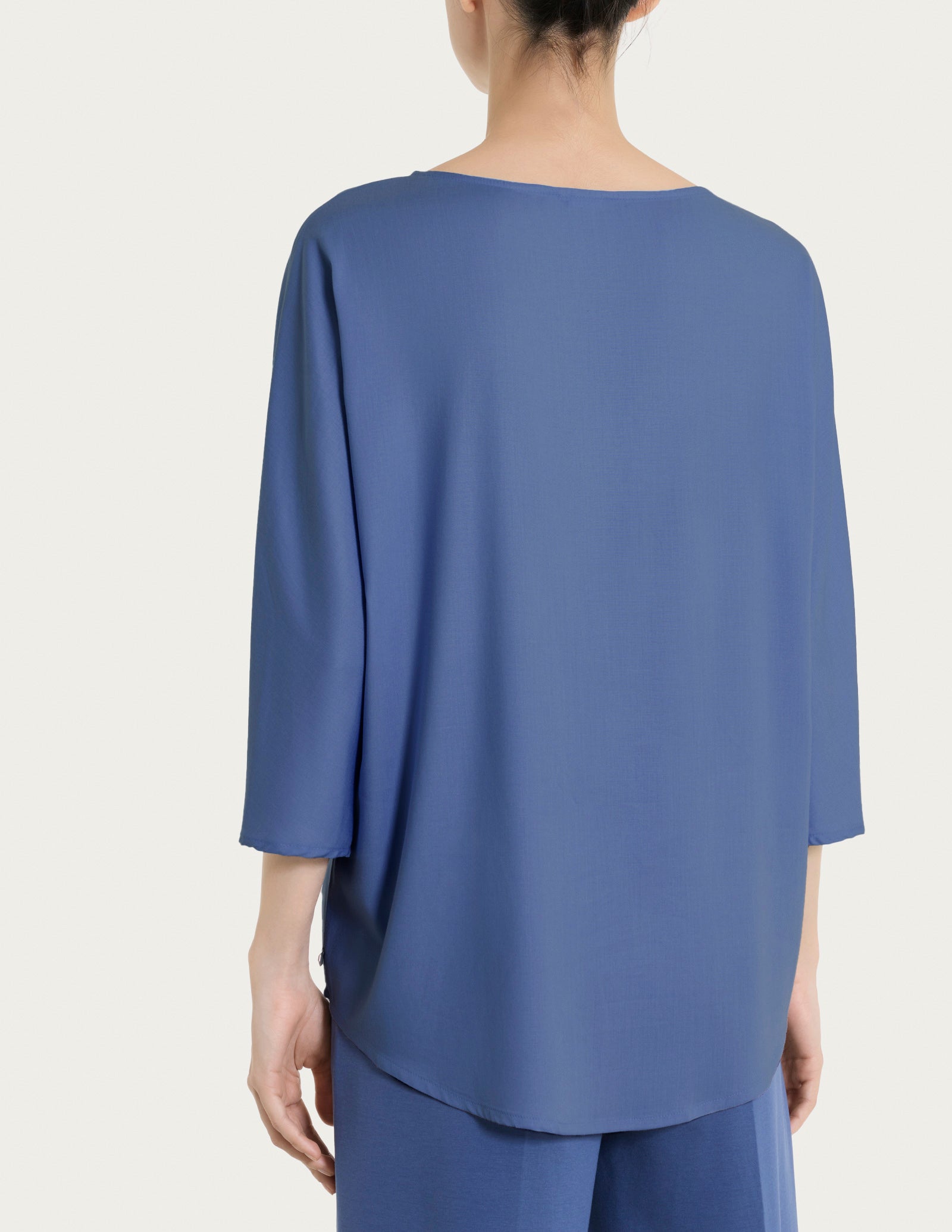 Blusa con manica 3/4 in Voile Stretch Blu Donna - Ragno