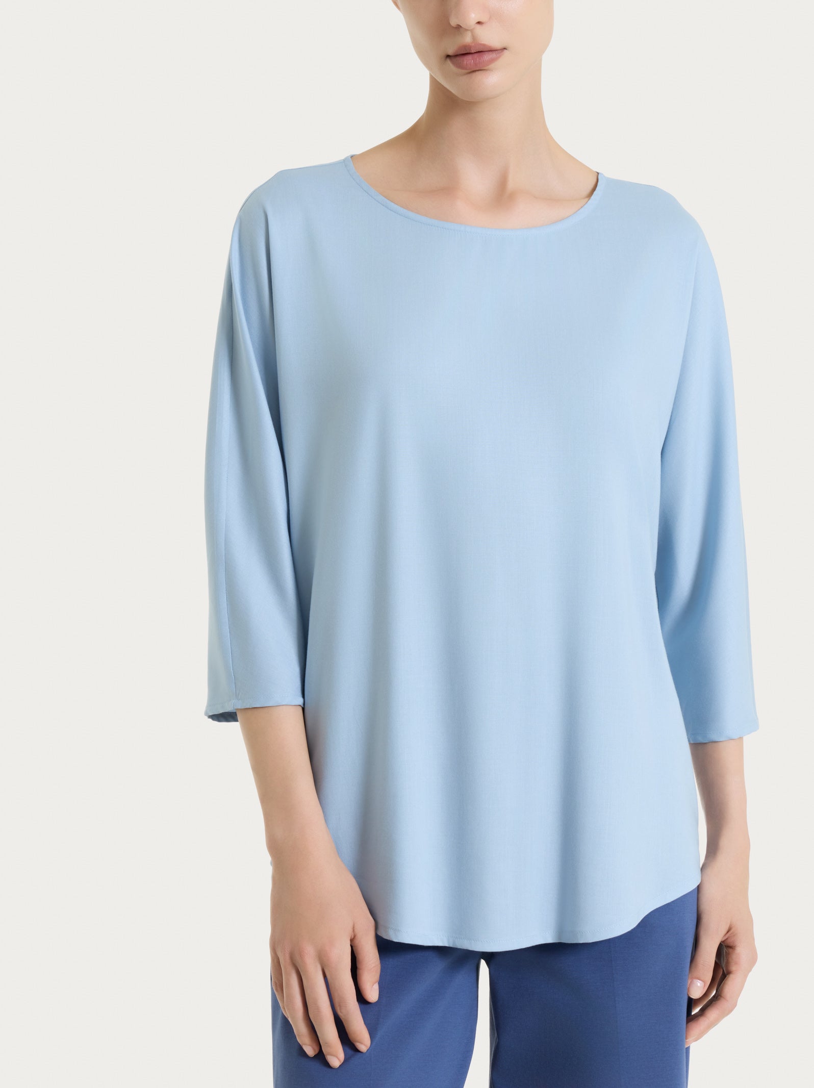 Blusa con manica 3/4 in Voile Stretch Azzurri Donna - Ragno