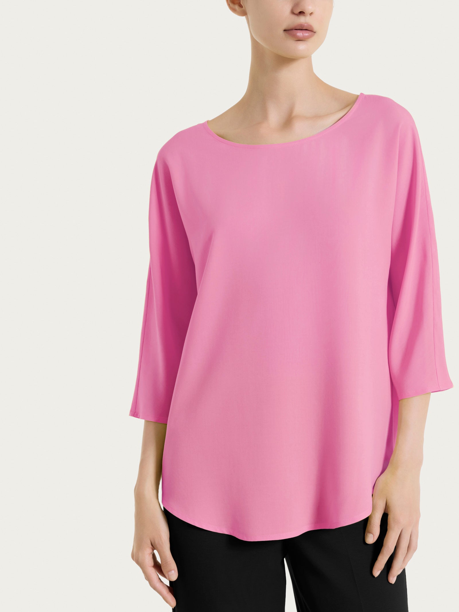 Blusa con manica 3/4 in Voile Stretch Rosa Donna - Ragno