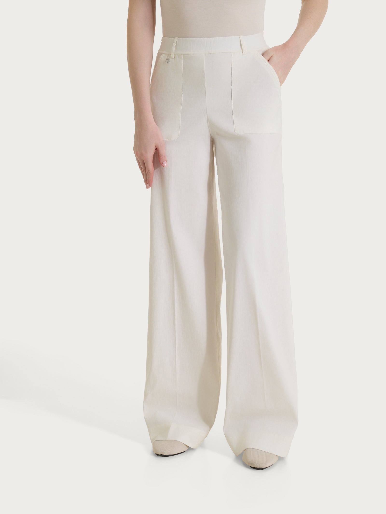 Pantalone a palazzo con tasche in Linen Super Fresh Bianchi Donna - Ragno