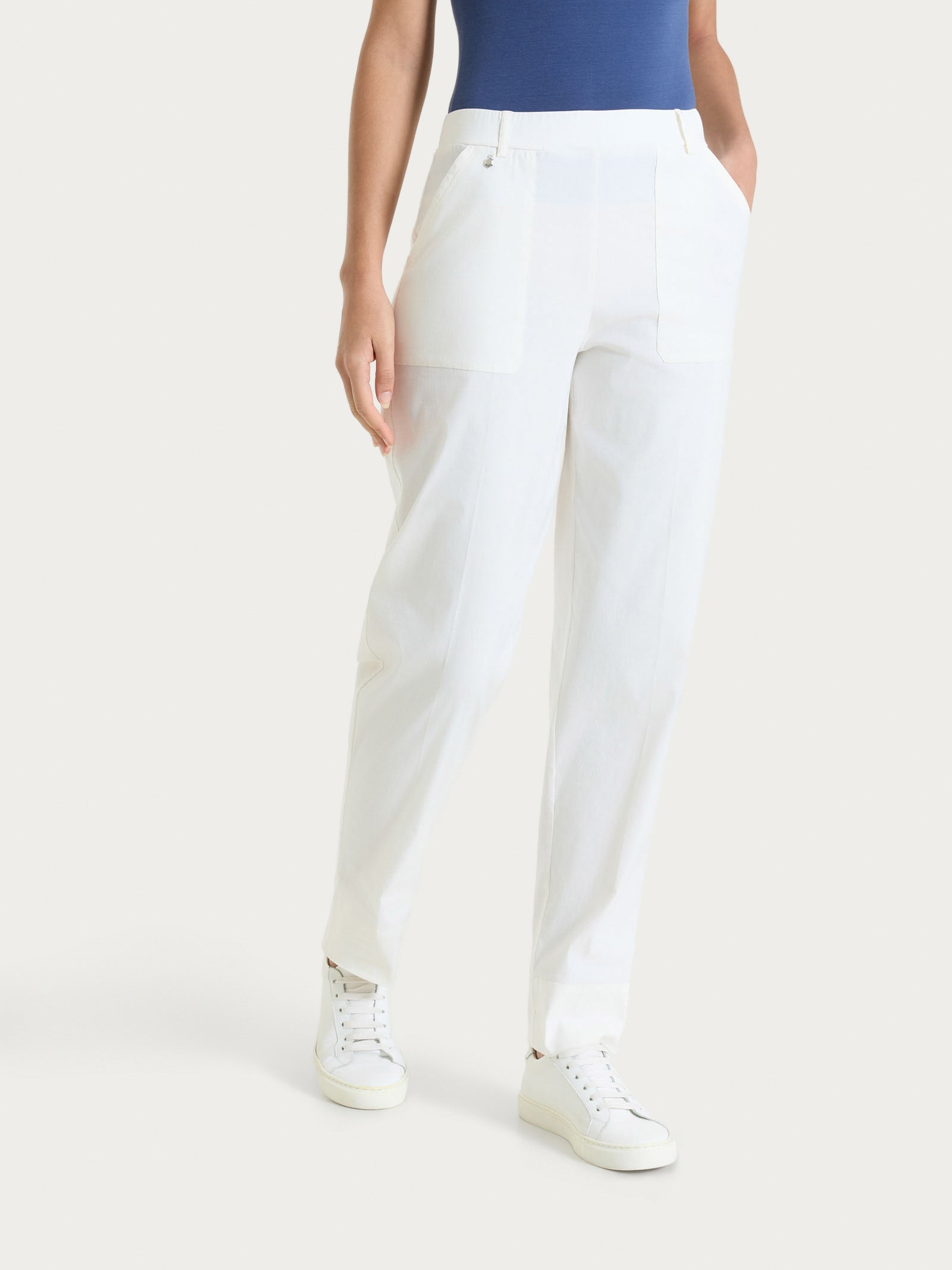 Pantalone a carota con tasche in Linen Super Fresh Bianchi Donna - Ragno