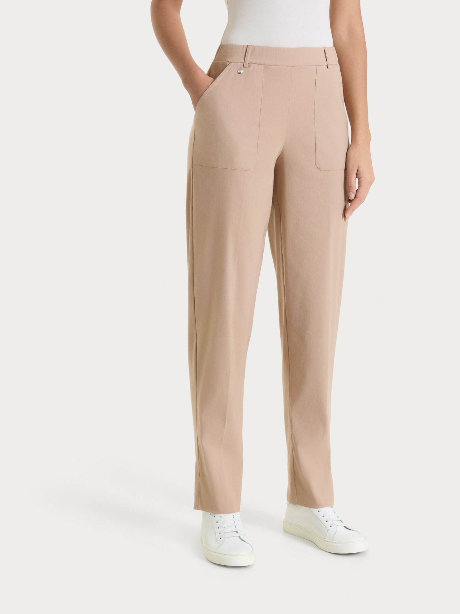 Pantalone a carota con tasche in Linen Super Fresh Marroni Donna - Ragno