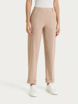 Pantalone a carota con tasche in Linen Super Fresh Marroni Donna - Ragno