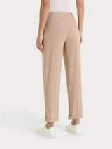 Pantalone a carota con tasche in Linen Super Fresh Marroni Donna - Ragno