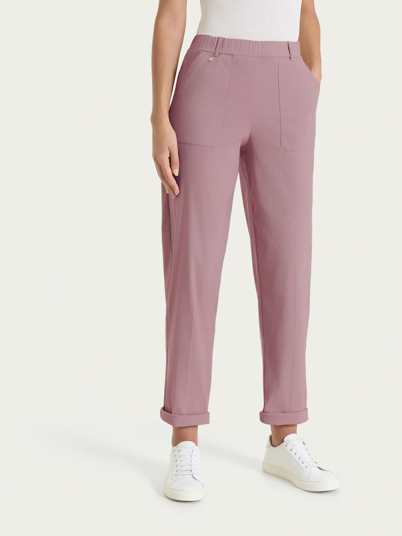 Pantalone a carota con tasche in Linen Super Fresh Viola Donna - Ragno