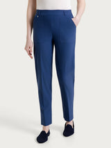 Pantalone a carota con tasche in Linen Super Fresh Blu Donna - Ragno