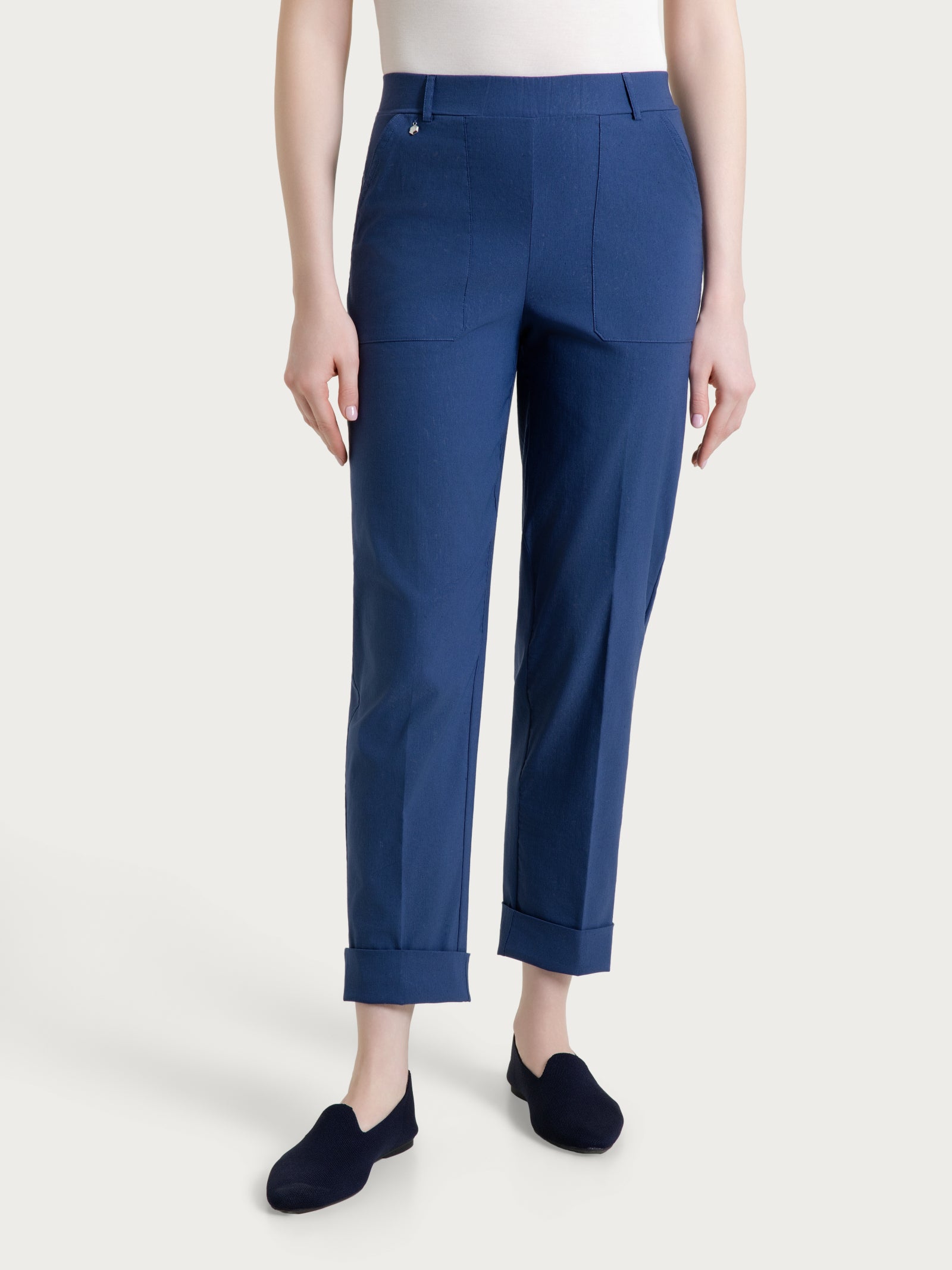 Pantalone a carota con tasche in Linen Super Fresh Blu Donna - Ragno