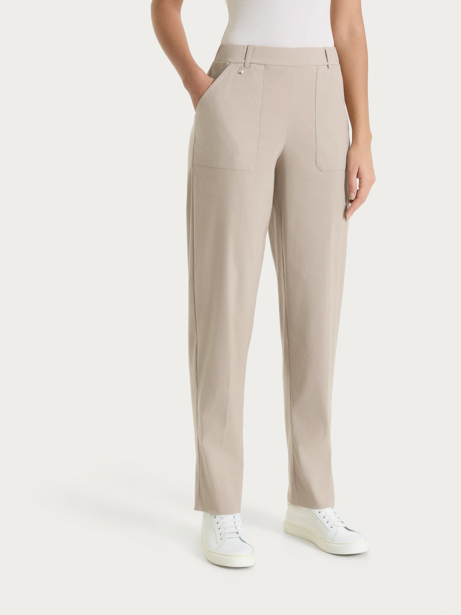 Pantalone a carota con tasche in Linen Super Fresh Marroni Donna - Ragno