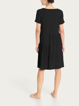 Vestito corto con balze asimmetriche in Slub Jersey di Cotone Neri Donna - Ragno