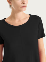 Vestito corto con balze asimmetriche in Slub Jersey di Cotone Neri Donna - Ragno