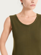 Vestito lungo con balze asimmetriche in Slub Jersey di Cotone Verdi Donna - Ragno