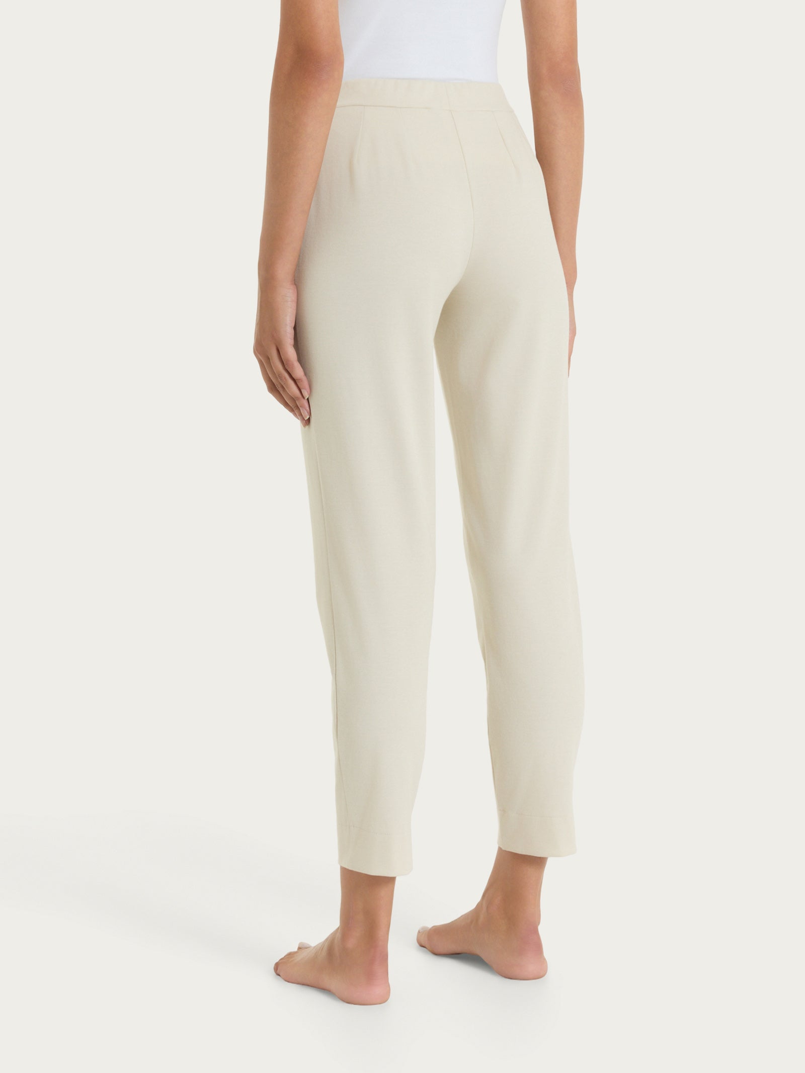 Pantalone a carota con tasche in Jersey di Cotone Bianchi Donna - Ragno