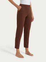 Pantalone a carota con tasche in Jersey di Cotone Marroni Donna - Ragno