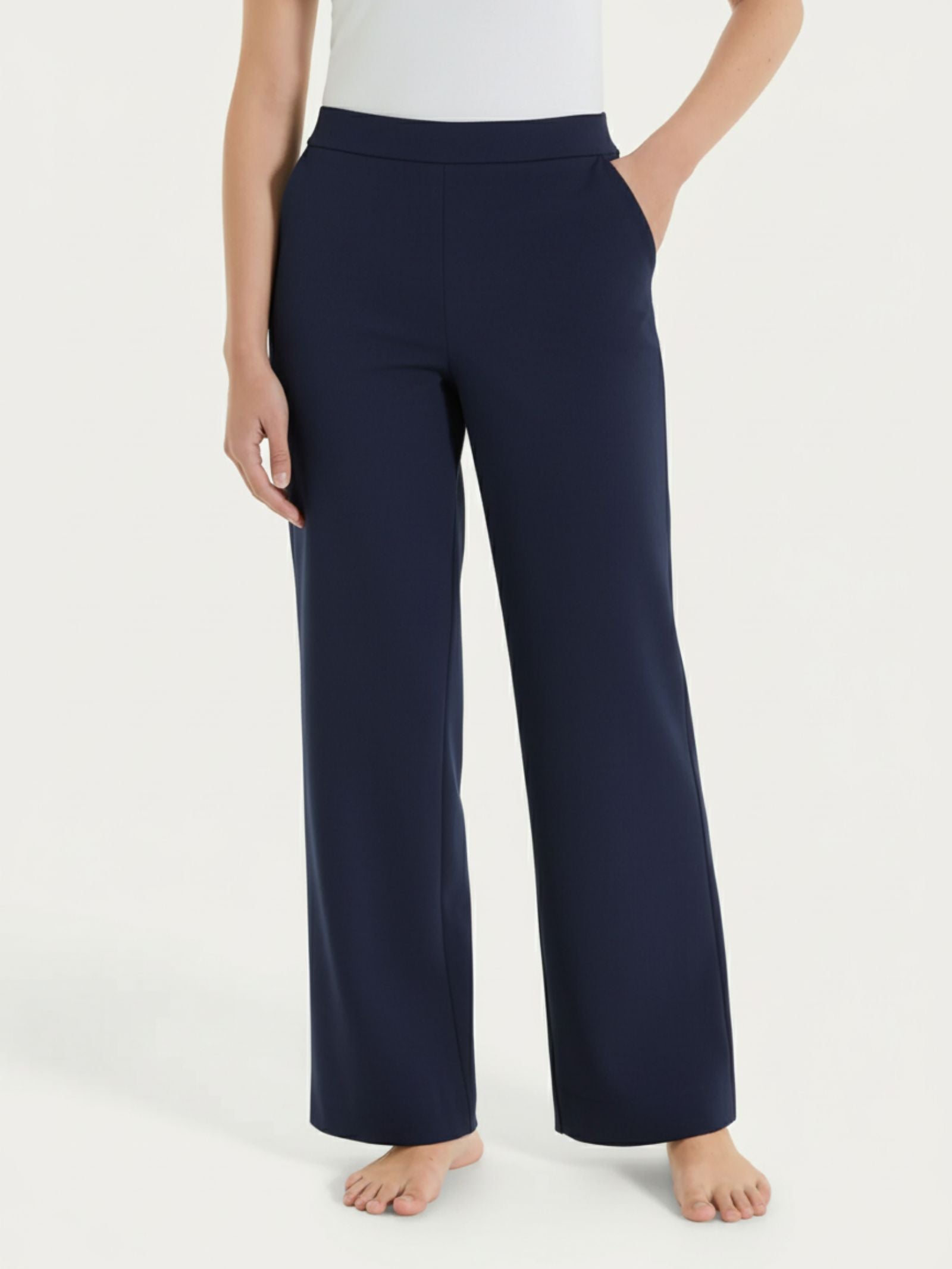 Pantalone ampio con tasche in  Jersey di Cotone Blu Donna - Ragno