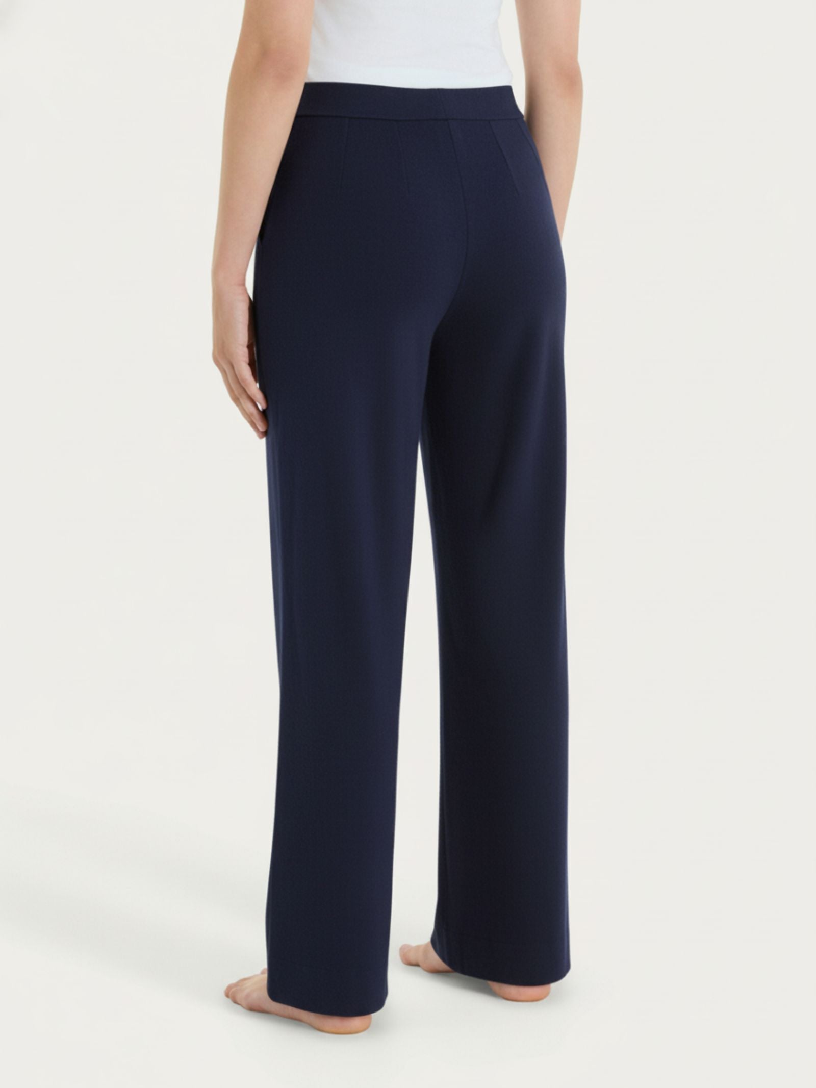 Pantalone ampio con tasche in  Jersey di Cotone Blu Donna - Ragno
