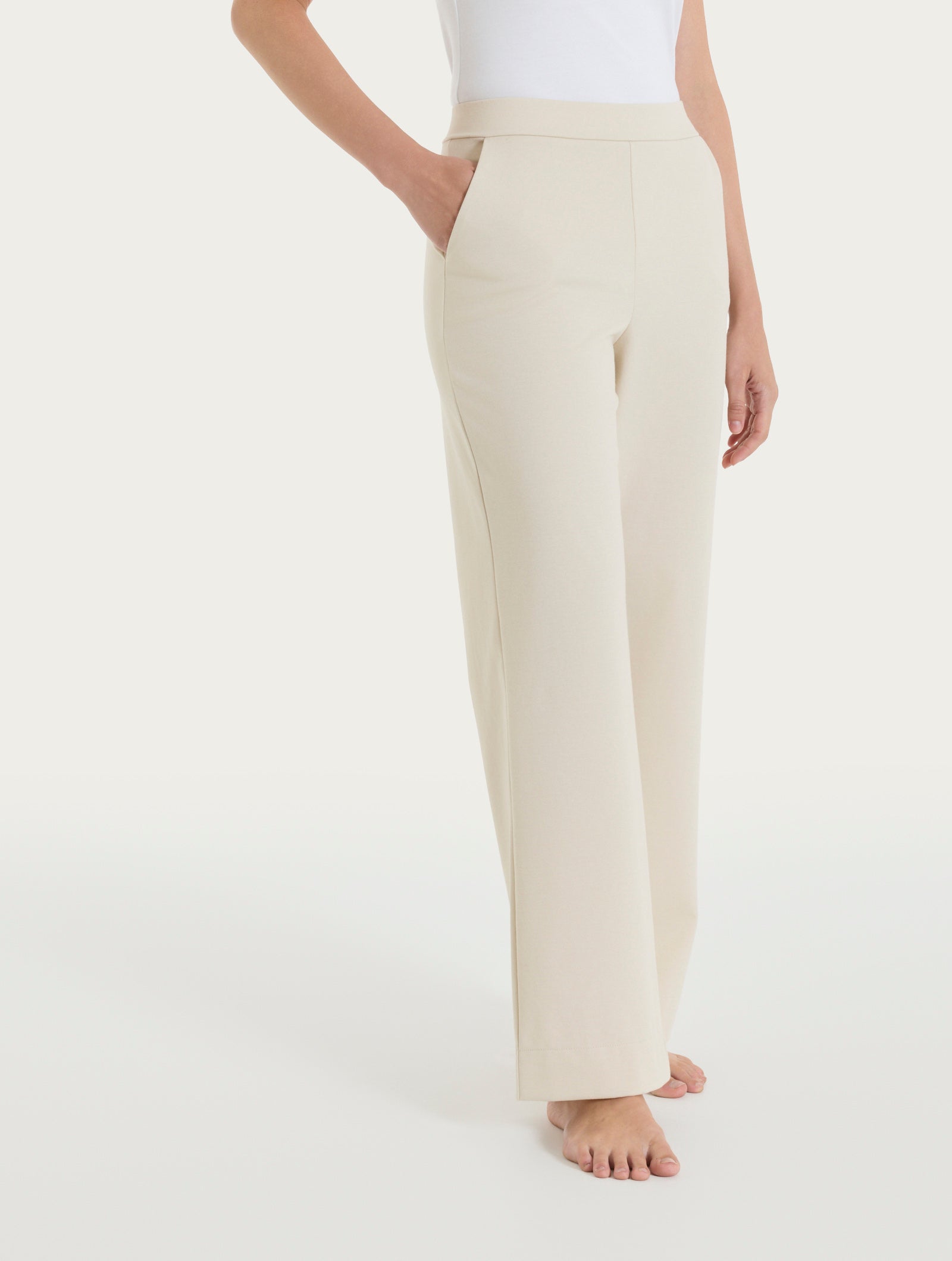 Pantalone ampio con tasche in  Jersey di Cotone Bianchi Donna - Ragno