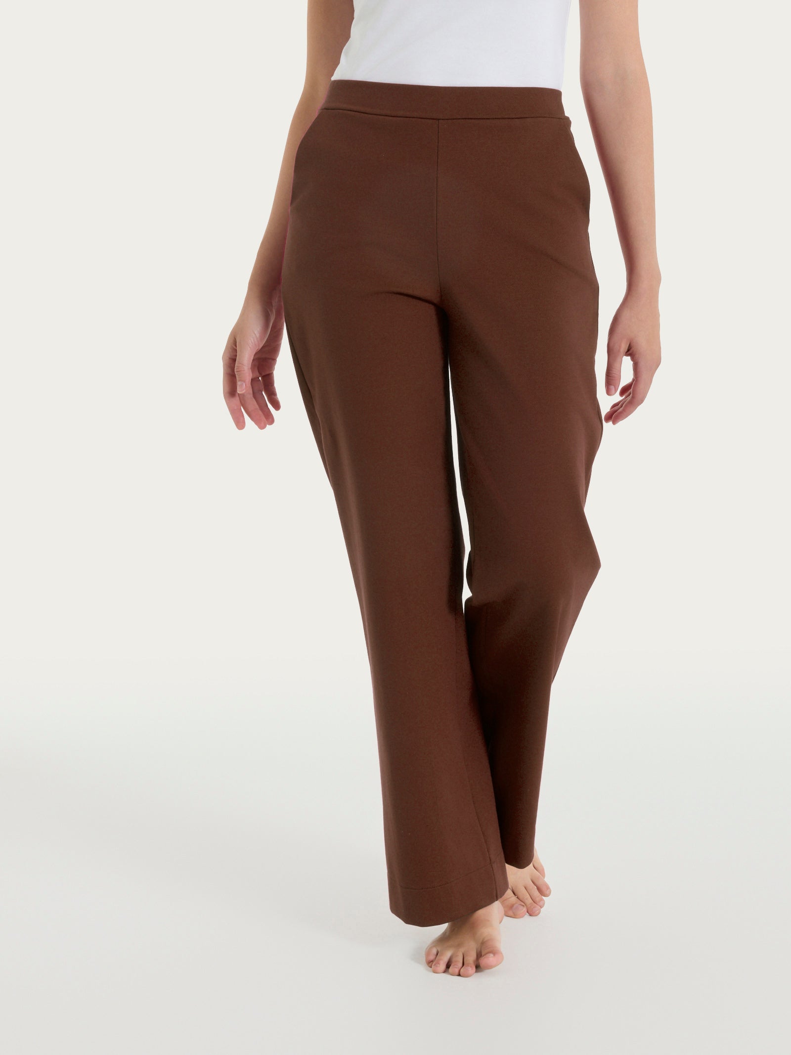 Pantalone ampio con tasche in  Jersey di Cotone Marroni Donna - Ragno