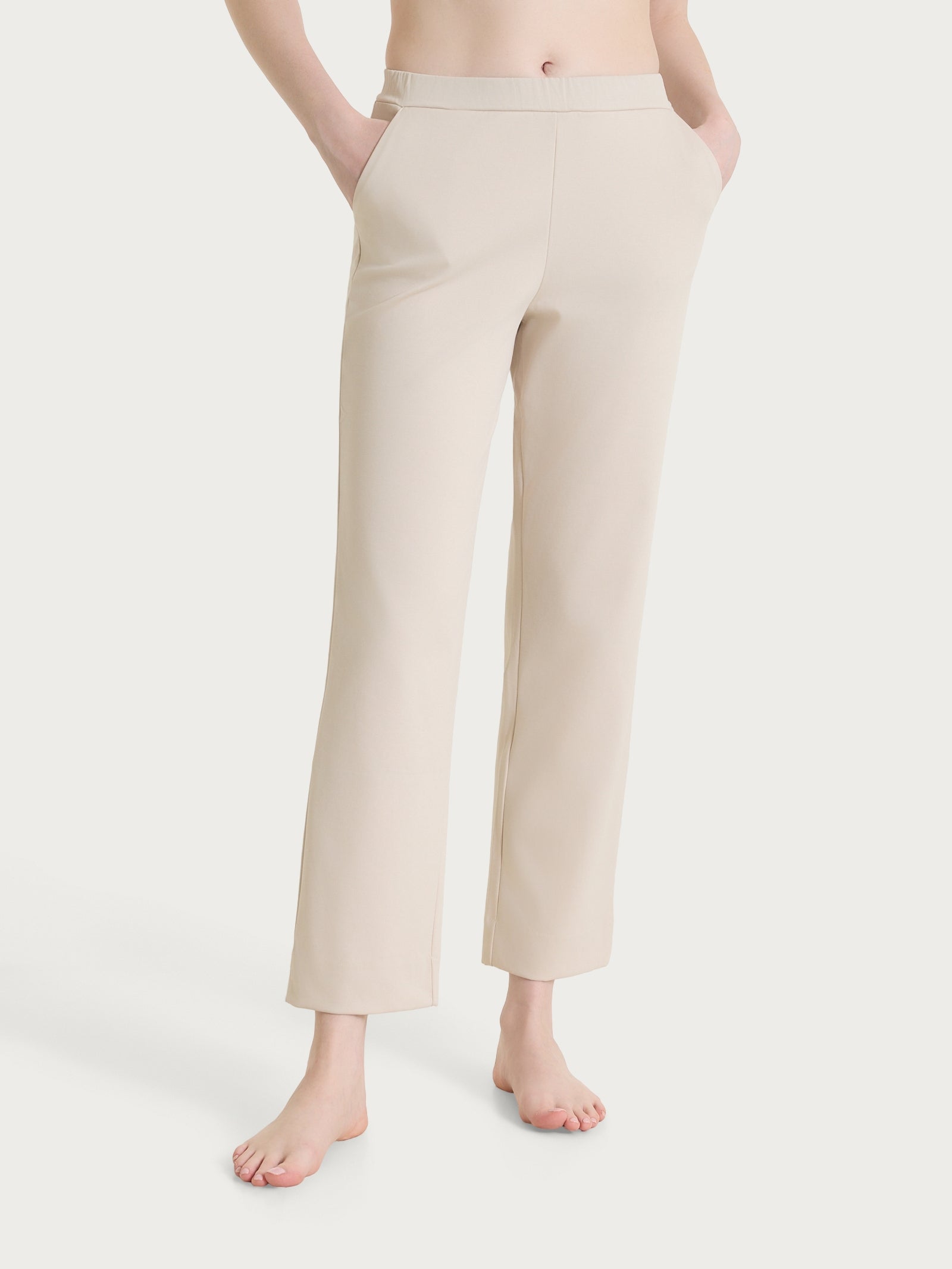 Pantalone dritto con tasche in Jersey di Cotone Bianchi Donna - Ragno