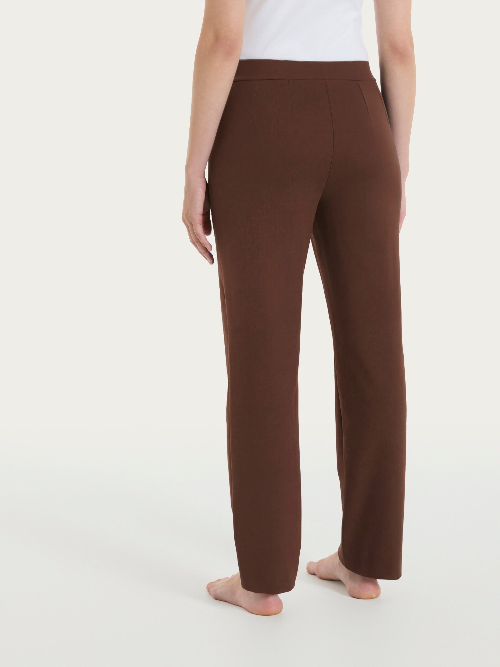 Pantalone dritto con tasche in Jersey di Cotone Marroni Donna - Ragno