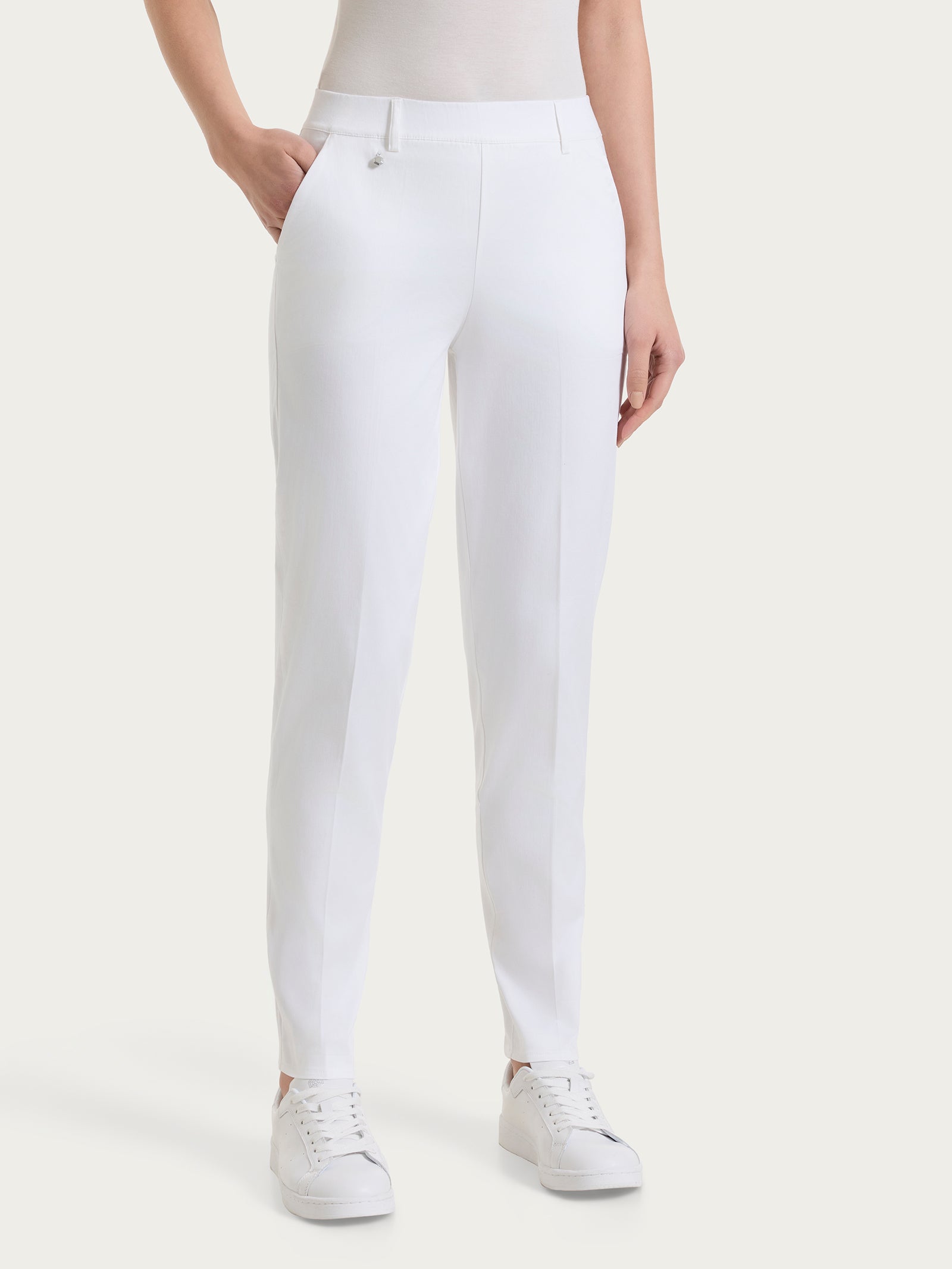 Pantalone chino slim con tasche in Satin Power Bianchi Donna - Ragno