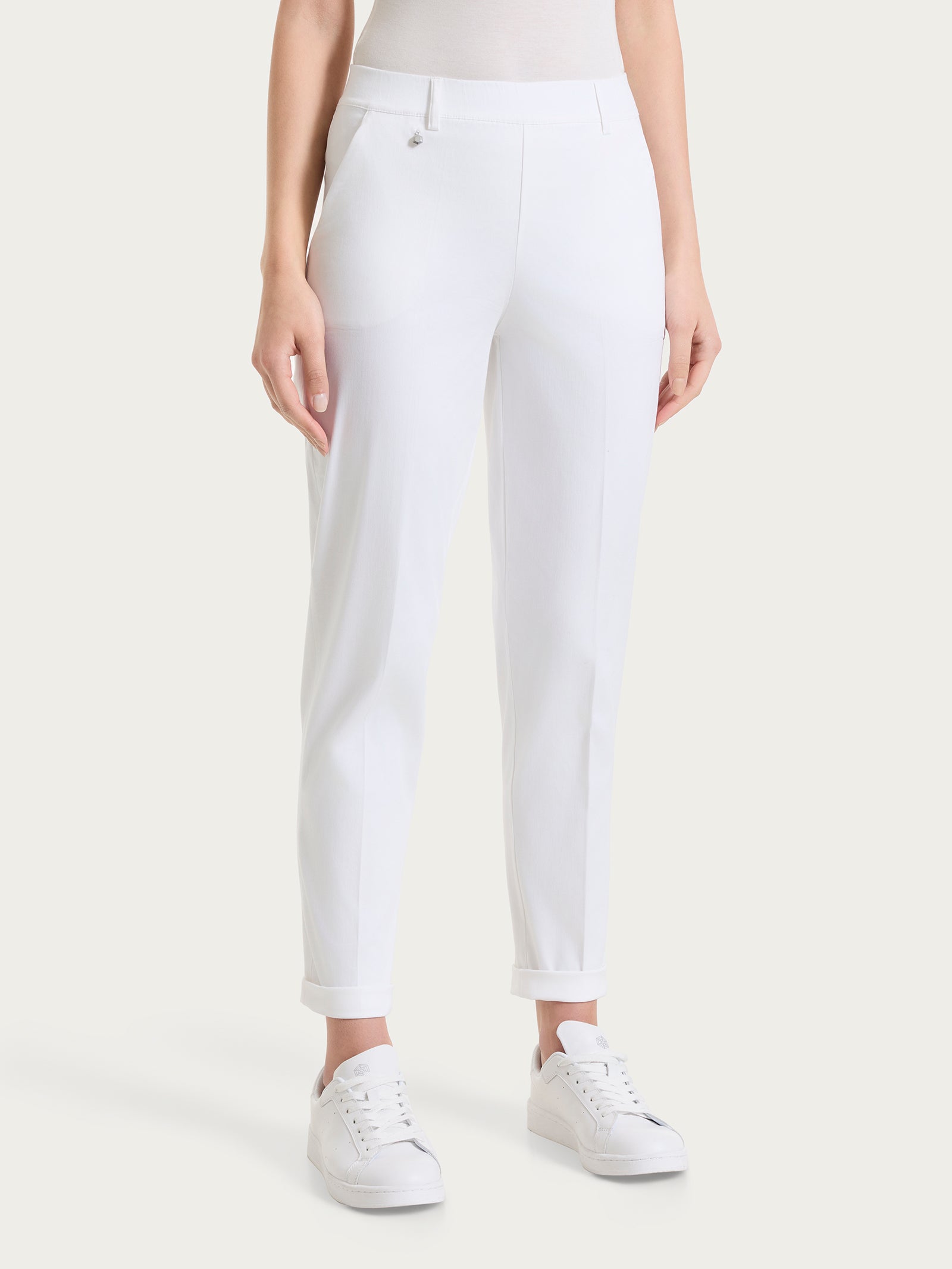 Pantalone chino slim con tasche in Satin Power Bianchi Donna - Ragno