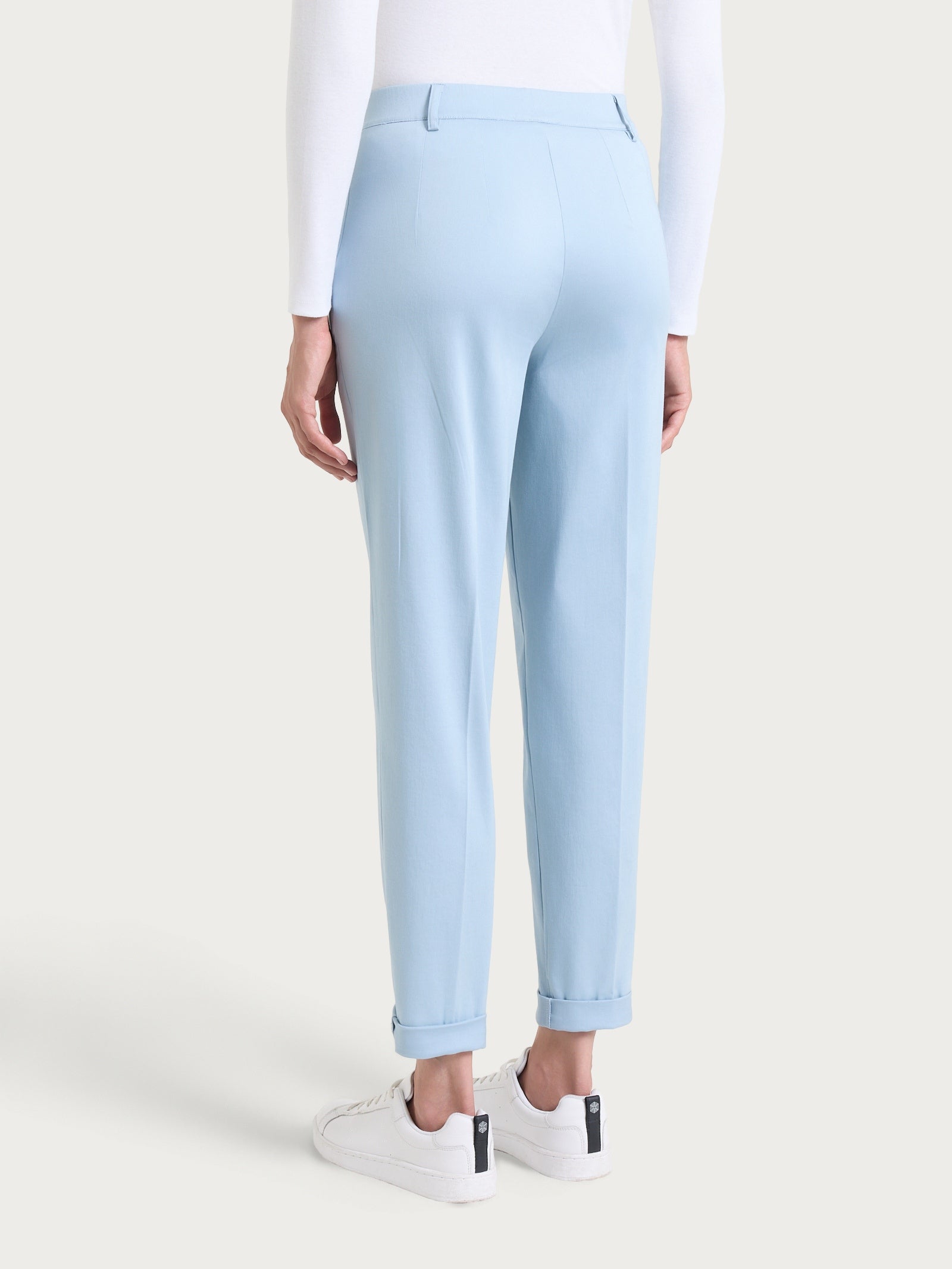 Pantalone chino slim con tasche in Satin Power Azzurri Donna - Ragno