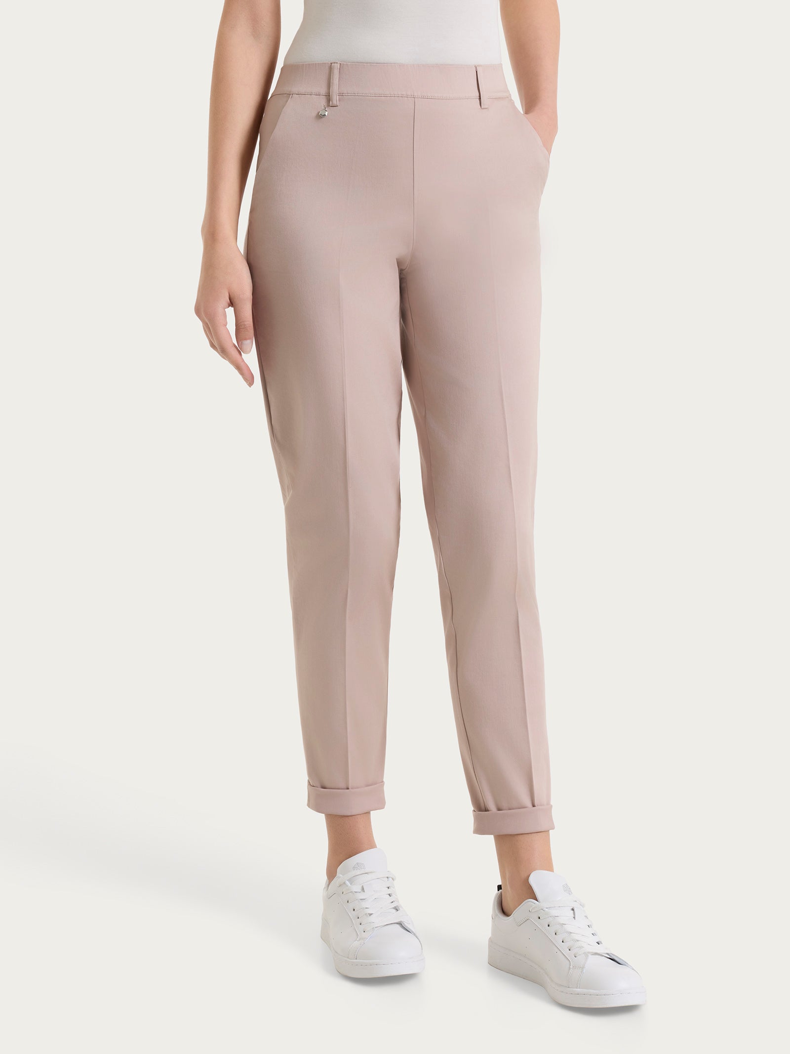 Pantalón chino con bolsillos en Satin Power rosa para mujer - Ragno