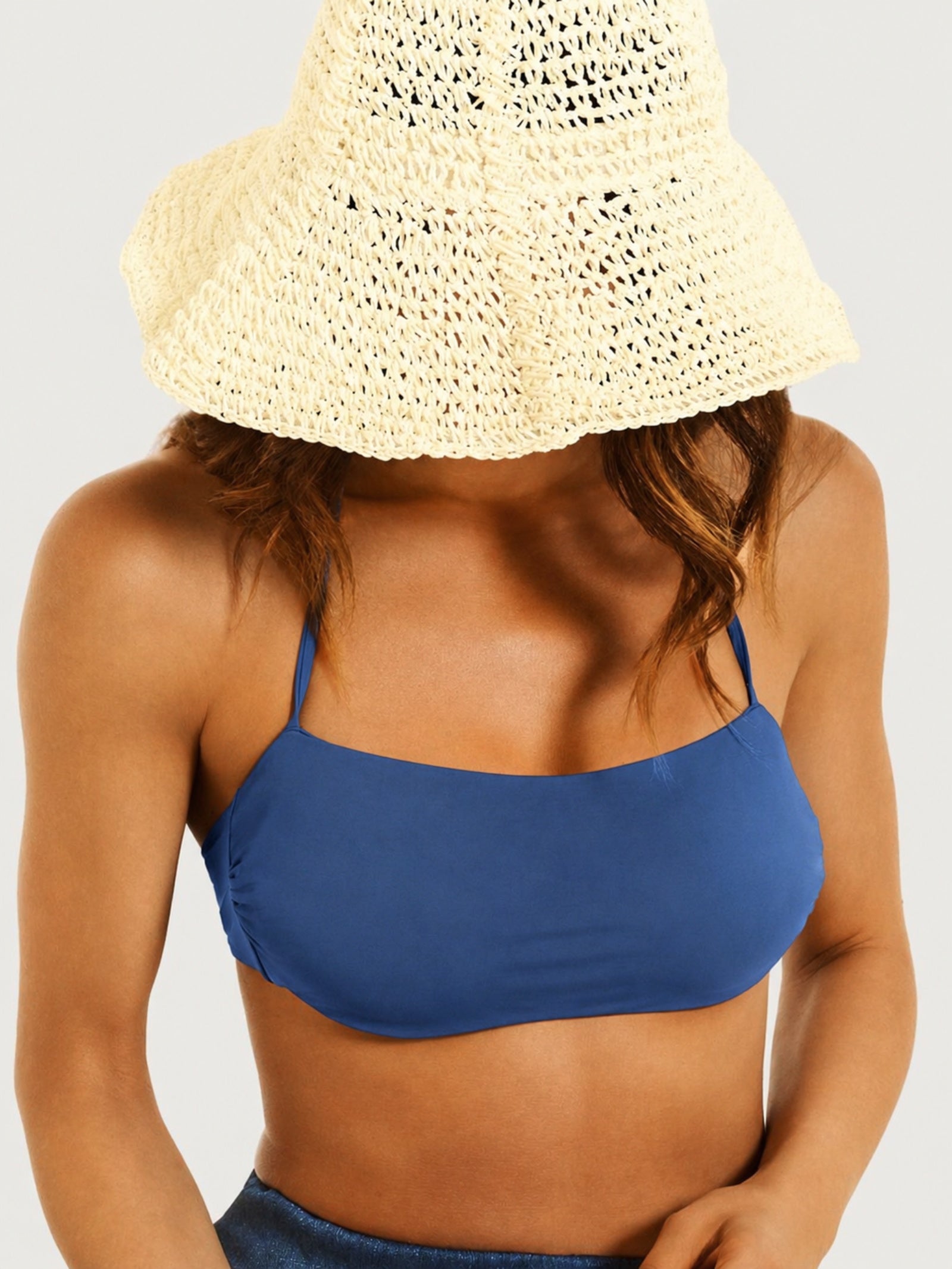 Bandeau-BH aus blauer Stretch-Mikrofaser für Damen – Ragno